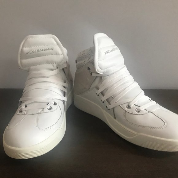 White Dolce & Gabbana Man's Hi-top Sneakers